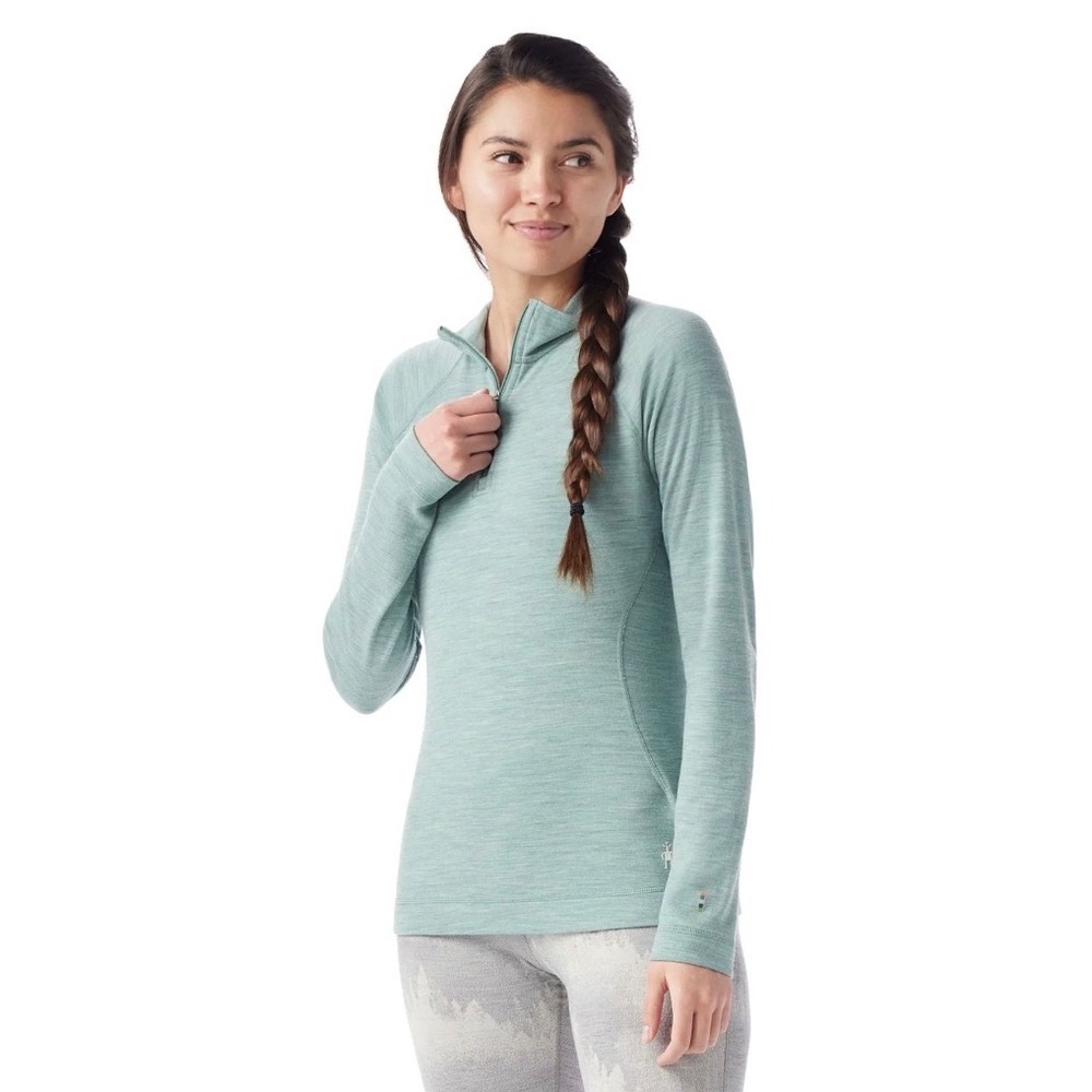 Smartwool Classic Thermal Merino 1/4 Zip Women M Green NWT Base Layer Top